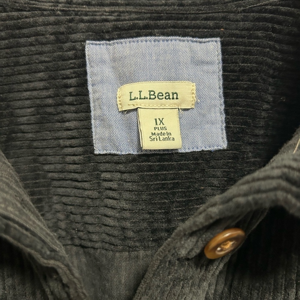 L.L. Bean Black comfort Corduroy relaxed Shirt long Sleeve - Picture 2 of 5